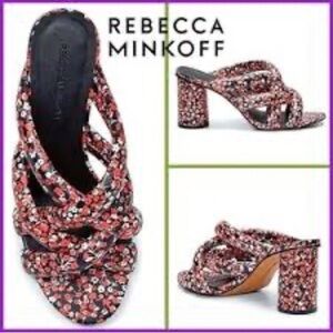 Rebecca Minkoff Women's Red Amandine Floral Print Sandal Slide, Size 6.5…